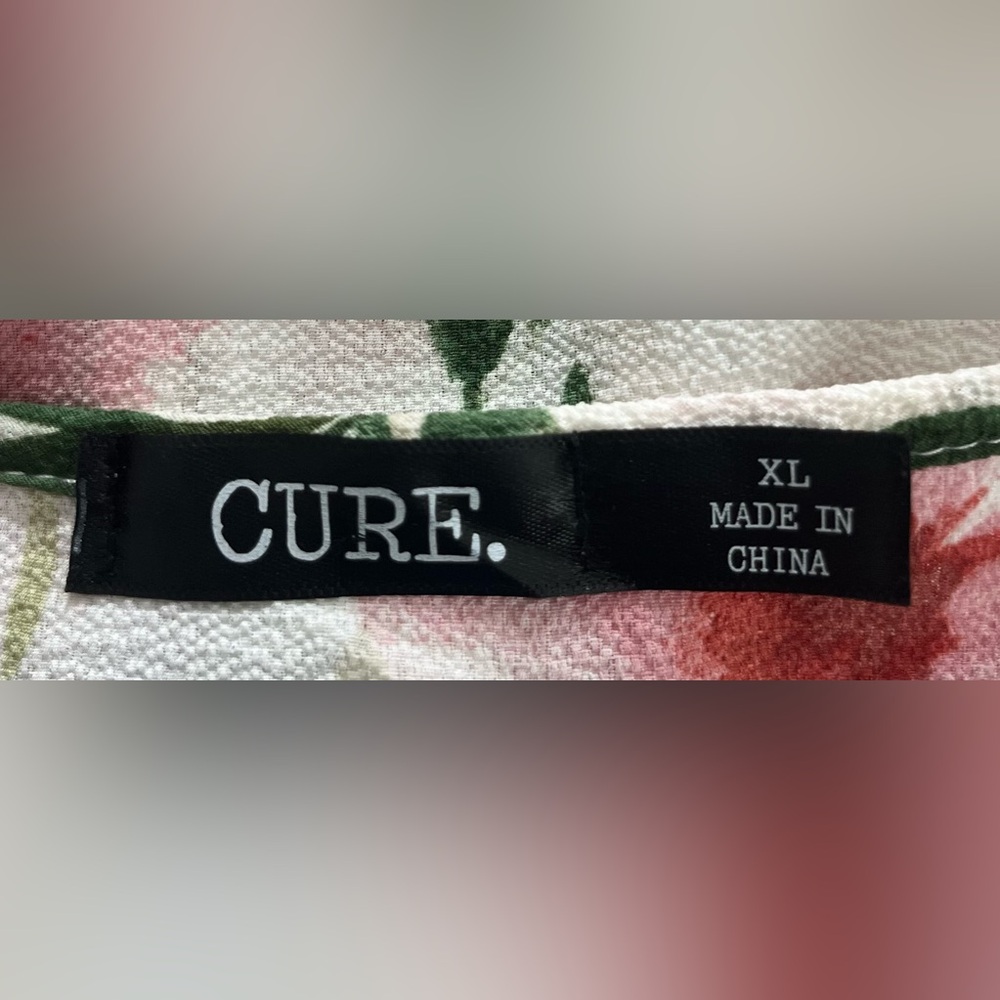 EUC Cure Floral Top with Pink, Peach & Green Accents with 3/4” Sleeves, Size XL - Picture 8 of 11